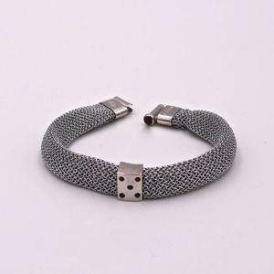 Adami&Martucci Silver Mesh Bracelet w/Metal Cube